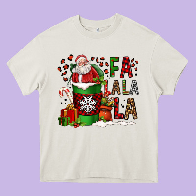 Fa La La La La Christmas Santa Claus Coffee Cup Heavy Core Tee Designed By Fadigitalartstudio
