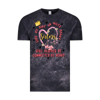 Cloud Black side by side or miles apart sisters will always be connected by heart Vintage Tee - MaliasSmallBusiness