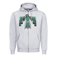 Heather Grey Cowhide Aztec Thunderbird Zipper Hoodie - Bettercallsaul