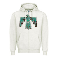 Oatmeal Heather Cowhide Aztec Thunderbird Zipper Hoodie - Bettercallsaul