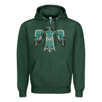 Sports Green Cowhide Aztec Thunderbird Zipper Hoodie - Bettercallsaul