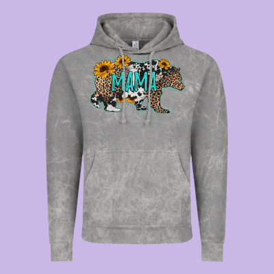 Mama Bear Sunflowers Leopard Cowhide Mother's Day Vintage Hoodie Designed By Jasminsmagicworld