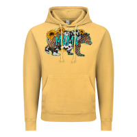 Vintage Mustard mama bear sunflowers leopard cowhide mother's day Vintage Hoodie - Jasminsmagicworld
