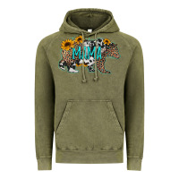 Vintage Olive mama bear sunflowers leopard cowhide mother's day Vintage Hoodie - Jasminsmagicworld