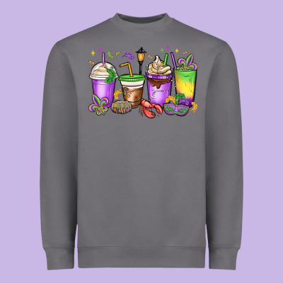 Mardi Gras Coffee Cups Heavyweight Sweatshirt Designed By Maliassmallbusiness