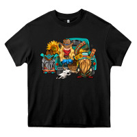 Black western Truck with gnomes Heavy Core Tee - HRA Design Shop