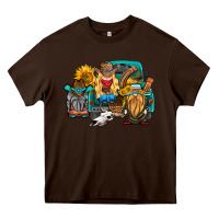 Chocolate Brown western Truck with gnomes Heavy Core Tee - HRA Design Shop
