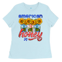 Baby Blue american honey sunflower mason jar Ladies Tee - HRA Design Shop