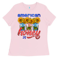 Bubblegum Pink american honey sunflower mason jar Ladies Tee - HRA Design Shop