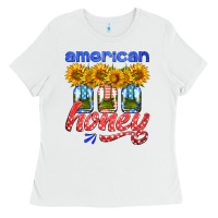 White american honey sunflower mason jar Ladies Tee - HRA Design Shop