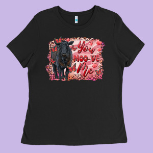 You Moo Ve  Me Black Angus Ladies Tee Designed By Ranaportraitstore