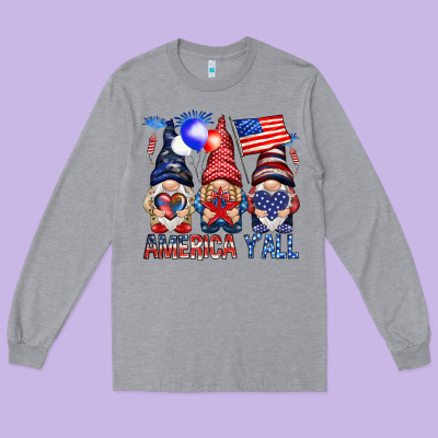 America Yall Long Sleeve Tee Designed By Nancycooperartshop