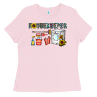 Bubblegum Pink housekeeper Ladies Tee - CowhideDigitalArt
