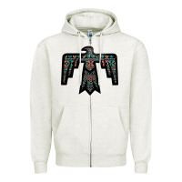 Oatmeal Heather Black Aztec Thunderbird Zipper Hoodie - Bettercallsaul