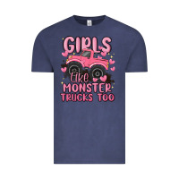 Vintage Denim girls like monster trucks too Vintage Tee - MaliasSmallBusiness