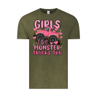 Vintage Olive girls like monster trucks too Vintage Tee - MaliasSmallBusiness