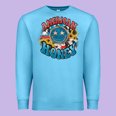 American Honey Smiley Premium Sweatshirt Designed By Howdyjamesfarm