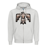 Dove Grey Western Light Aztec Thunderbird Zipper Hoodie - Bettercallsaul