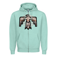 Seafoam Western Light Aztec Thunderbird Zipper Hoodie - Bettercallsaul