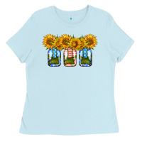 Baby Blue american sunflower mason jar Ladies Tee - HRA Design Shop