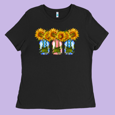 American Sunflower Mason Jar Ladies Tee Designed By Hra Design Shop