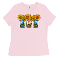 Bubblegum Pink american sunflower mason jar Ladies Tee - HRA Design Shop