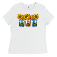 White american sunflower mason jar Ladies Tee - HRA Design Shop