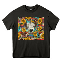 Asphalt white Scottish calf and sunflowers Heavy Core Tee - BarkalooDesign
