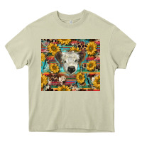 Mossy white Scottish calf and sunflowers Heavy Core Tee - BarkalooDesign