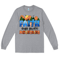 Heather Grey faith can move mountains Long Sleeve Tee - MaliasSmallBusiness