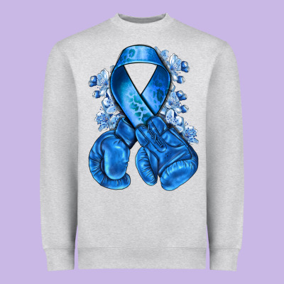 Blue Ribbon With Boxing Gloves Heavyweight Sweatshirt Designed By Nancycooperartshop