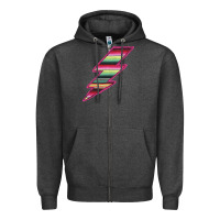 Charcoal Heather Pink Serape Lightning Zipper Hoodie - Bettercallsaul