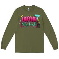 Army Green hair stylist Long Sleeve Tee - MaliasSmallBusiness