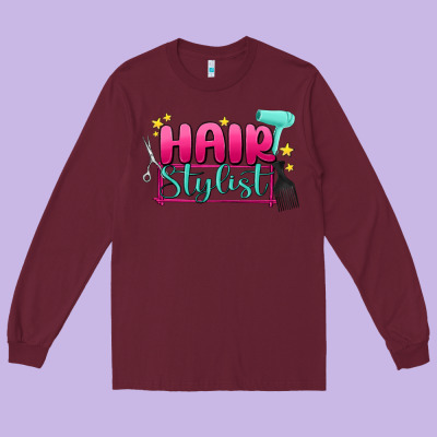 Hair Stylist Long Sleeve Tee Designed By Maliassmallbusiness
