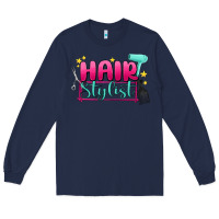 Navy hair stylist Long Sleeve Tee - MaliasSmallBusiness