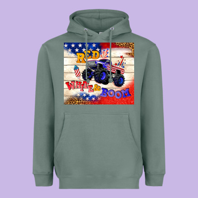 Red White & Boom Heavyweight Hoodie Designed By Tumblerdesignbyshophia