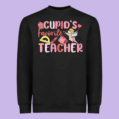Cupid's Favorite Teacher Heavyweight Sweatshirt Designed By Maliassmallbusiness