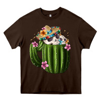 Chocolate Brown day of the dead mexican cactus Heavy Core Tee - FaDigitalArtStudio