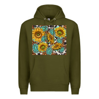 Army Green turquoise sunflowers with gemstones Premium Hoodie - TumblerDesignByShophia