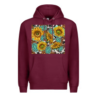 Burgundy turquoise sunflowers with gemstones Premium Hoodie - TumblerDesignByShophia