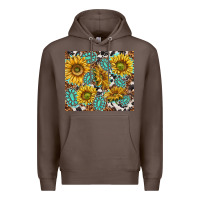 Coffee turquoise sunflowers with gemstones Premium Hoodie - TumblerDesignByShophia