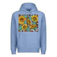 Colony Blue turquoise sunflowers with gemstones Premium Hoodie - TumblerDesignByShophia