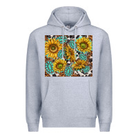Heather Grey turquoise sunflowers with gemstones Premium Hoodie - TumblerDesignByShophia