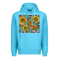 Ocean Blue turquoise sunflowers with gemstones Premium Hoodie - TumblerDesignByShophia