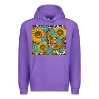 Purple turquoise sunflowers with gemstones Premium Hoodie - TumblerDesignByShophia