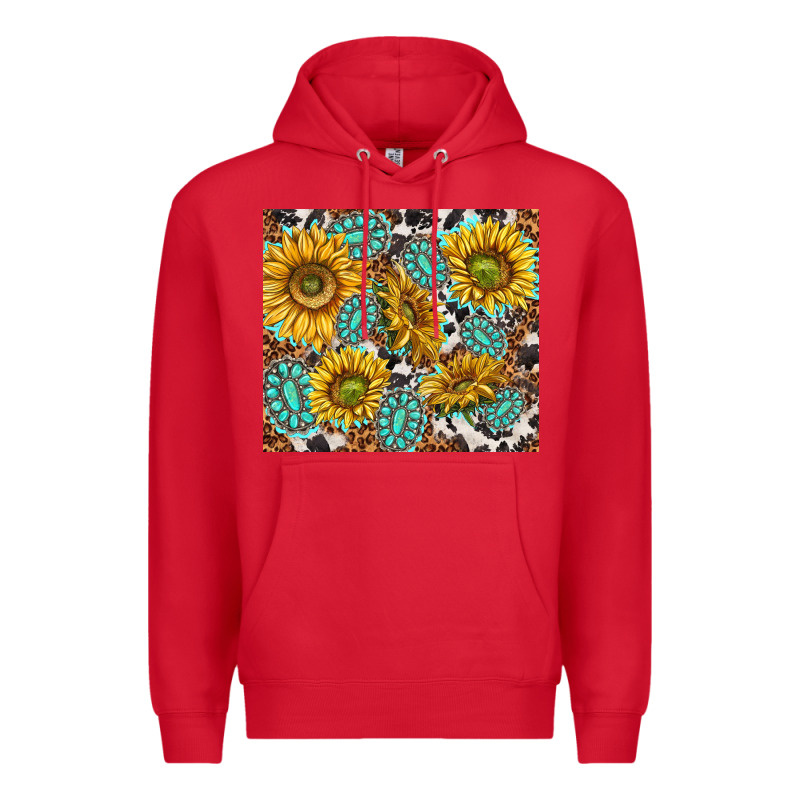 Turquoise Sunflowers With Gemstones Premium Hoodie by TumblerDesignByShophia | Teevron