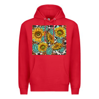 Red turquoise sunflowers with gemstones Premium Hoodie - TumblerDesignByShophia