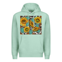 Seafoam turquoise sunflowers with gemstones Premium Hoodie - TumblerDesignByShophia