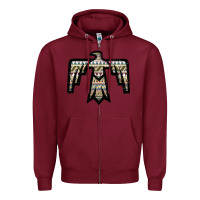 Burgundy Western Green Aztec Thunderbird Zipper Hoodie - Bettercallsaul