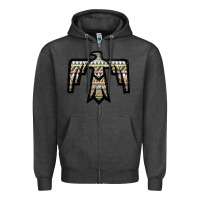 Charcoal Heather Western Green Aztec Thunderbird Zipper Hoodie - Bettercallsaul